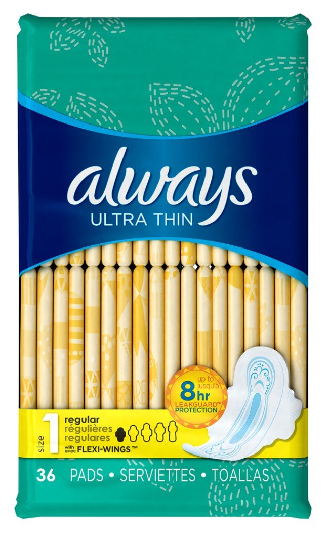 Always Pads Ultra Thin Size 1-36 Count Regular, 36 Count(Pack of 3) : Health & Household