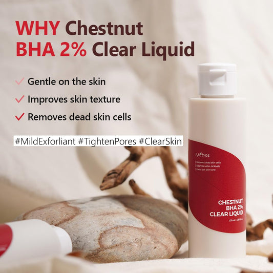 Isntree Chestnut Bha 2% Clear Liquid, 100 Ml, 3.38 Fl Oz | Korean Skincare | Mild Exfoliating Toner For Deep Pore Care | Smoothing & Soothing With Chestnut & Salicylic Acid