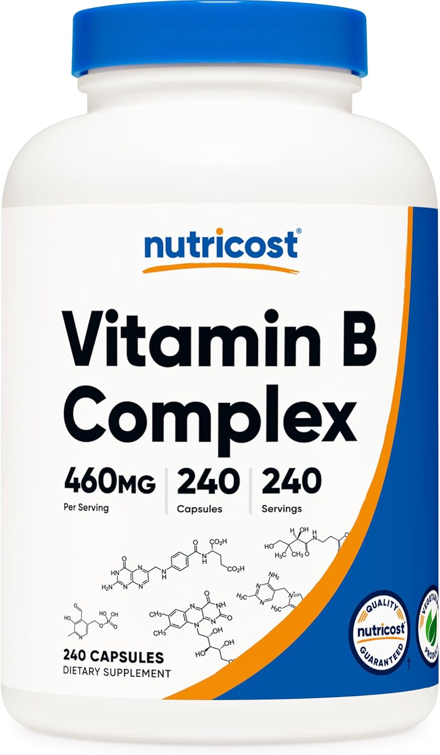 Nutricost High Potency Vitamin B Complex 460mg, 240 Capsules - with Vitamin C - Energy Complex