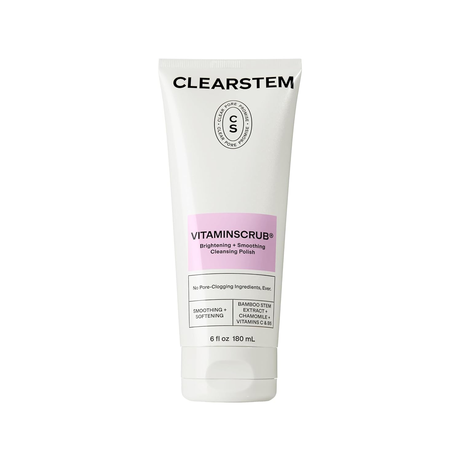 Clearstem - Vitaminscrub - Antioxidant-Infused Scrub Cleanser - Exfoliating Face Wash + Body Scrub - Vitamin C, Hemp, Bamboo - Skin Care Products - Vegan, Gluten Free, Cruelty Free - 6 Fl Oz / 177Ml