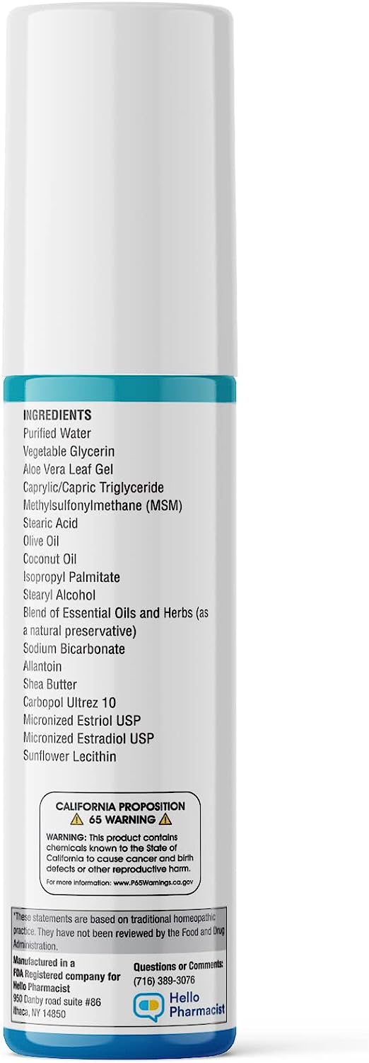 HelloPharmacist Natural Bioidentical Bi-EST 5.0 Estrogen Menopause Relief Cream for Women, 3 oz - 5mg per Pump : Health & Household