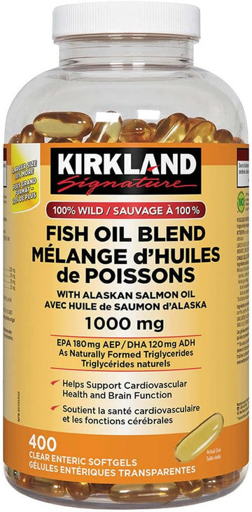 Kirkland Signature 100% Wild Fish Oil Blend with Alaskan Salmon Oil, 1000mg, 400 Softgels