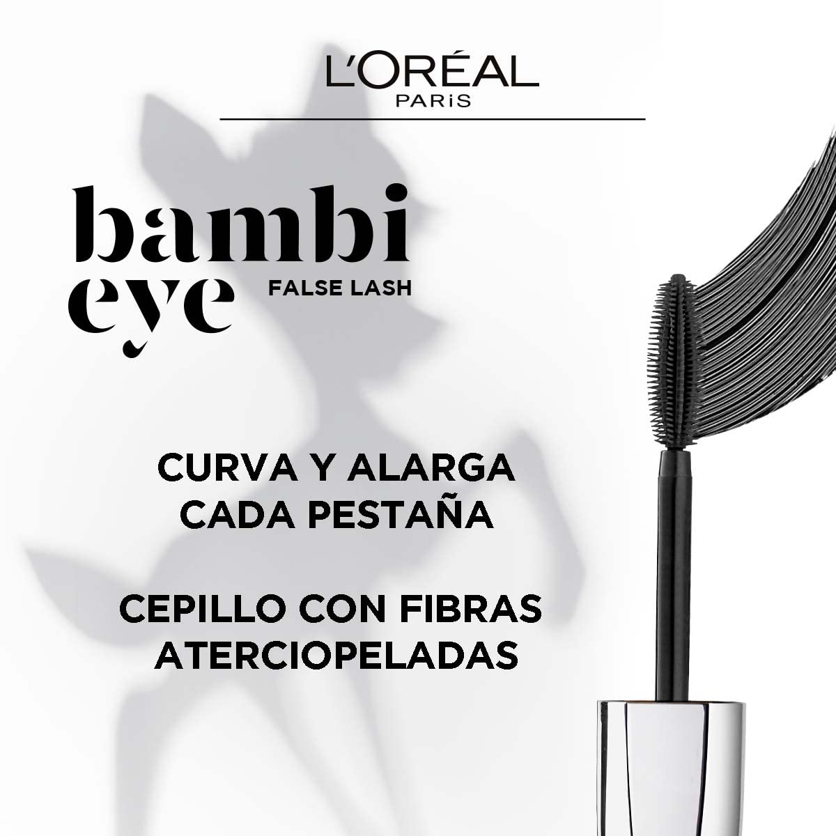 L'Oreal Paris Bambi Eye Mascara, Lasting Volume, Length & Lift, Doe-Eye Definition, No Clumping or Smudging, Waterproof, Black, 0.21 fl. oz. : Beauty & Personal Care