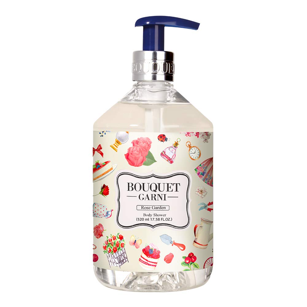 Bouquet Garni Body Shower Rose Garden - Unique Fragrance Decanting Engineering Method Gives Long Lasting Rich Fragrance - Rosa Damascena Flower Water Hydrates And Gives Vigorous Vitality - 17.85 Fl Oz