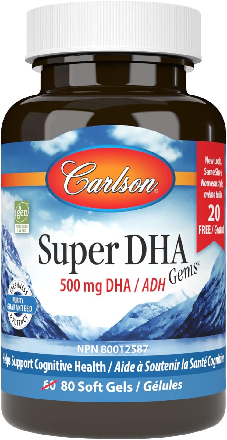 Carlson - Super DHA Gems, 500 mg DHA Supplements, 640 mg Fatty Acids,