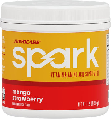 Advocare Spark Vitamin & Amino Acid Supplement - Focus & Energy Drink Powder Mix With Vitamin A, B-6, C & E - Also Includes L-Carnitine & L-Tyrosine - Mango Strawberry, 10.5 Oz