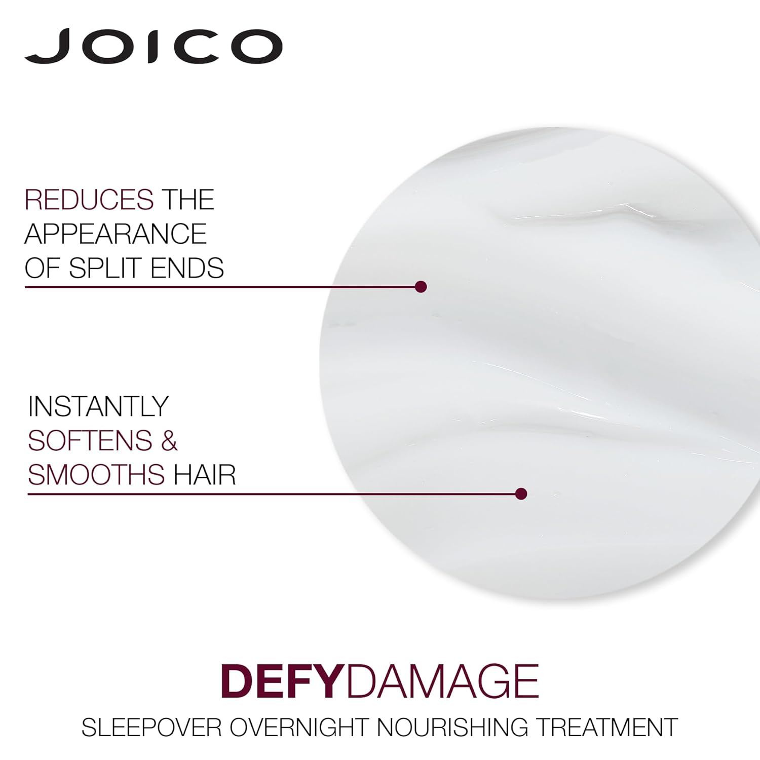 Joico Defy Damage Sleepover Overnight Nourishing Treatment | Instantly Softens & Smooths | Strengthen Bonds | Reduce Breakage & Split Ends | No Rinse Formula | With Arginine & Keratin | 3.38 oz : Beauty & Personal Care