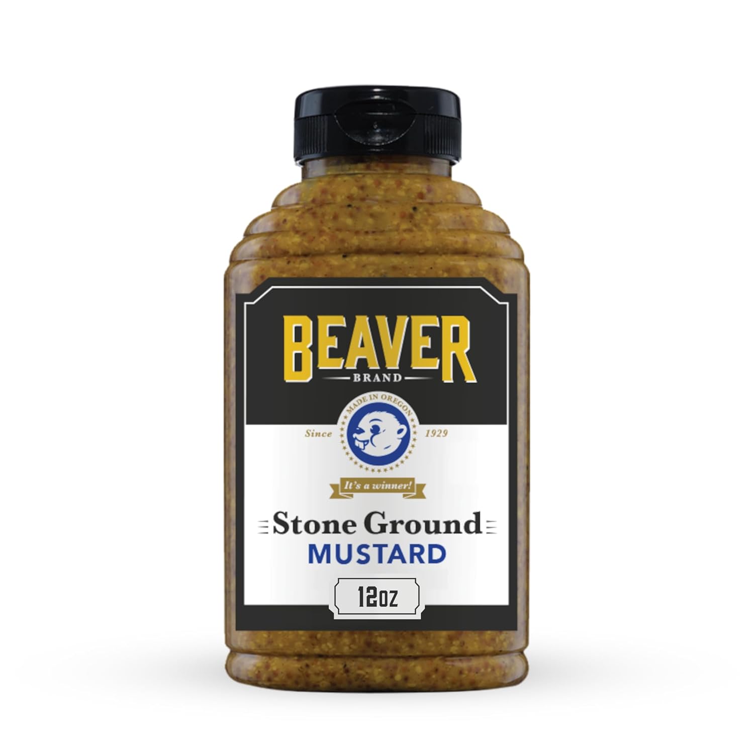Beaver Stone Ground Mustard, 12 Oz Squeeze Bottle