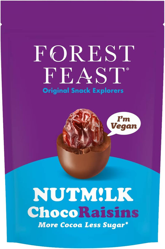 Forest Feast Vegan Nutm!Lk Chocoraisins 110G - Vegan Chocolate Raisins - Dairy Free Chocolate Covered Raisins - Palm Oil Free Vegan Chocolate Gifts - Gluten Free Low Sugar Chocolates - Vegan Treats