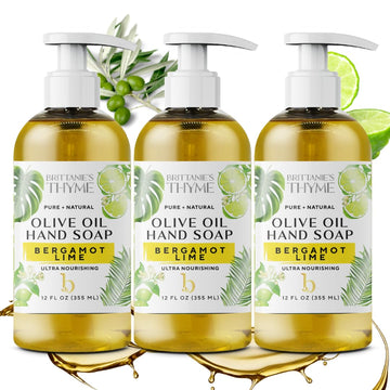 Brittanie'S Bergamot Lime Pure Castile Olive Oil Liquid Soap 1 Gallon (128Oz) | Face, Body Wash, Dishes, Pets & Laundry | Natural Vegan Sulfate Free, Moisturizing & Refill-Friendly