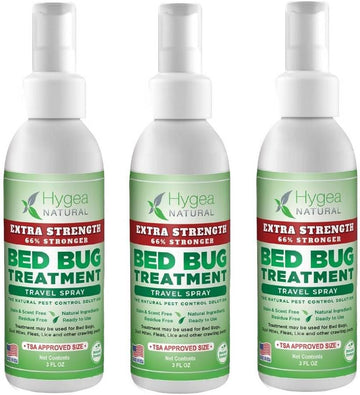 Extra Strength Bed Bug & Mite Natural Travel Spray - Tsa Approved 3 Oz Size - Child & Pet Friendly - Stain & Odor Free - For Hotel, Suitcase, Backpack - 66% Stronger Formula (3 Pack)