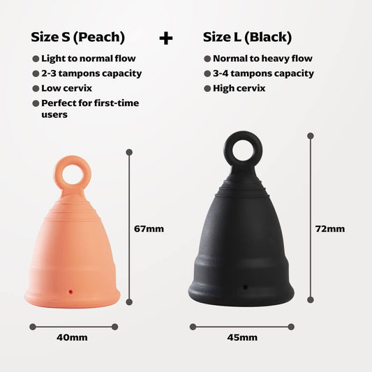 Reusable Menstrual Cup 2 Pack - Small & Large Soft Medical-Grade Silicone Period Cups with Pull-Tab for Easy Removal, Leak-Proof Hygiene - Tampon, Disc & Pad Alternative