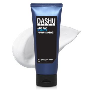 Dashu Mens Aqua Deep Seawater Foam Cleansing 5.07Fl Oz – Deep Cleansing, Facial Cleansing Foam, Daily Face Wash, For All Skin Types, Make-Up Remover