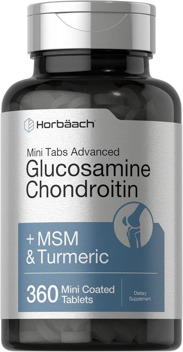 Horbäach Glucosamine Chondroitin Msm Turmeric | 360 Mini Coated Tablets | Advanced Glucosamine Formula | Non-Gmo And Gluten Free Supplement