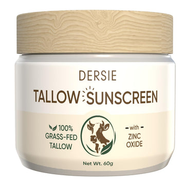 Beef Tallow Sunscreen With Zinc Oxide: Tallow & Zinc Oxide Instant Sun Protection - Non Greasy Formula With Beeswax, Red Raspberry, Carrot Oil - Suitable For Dry And Sensitive Skin - Fresh Scent
