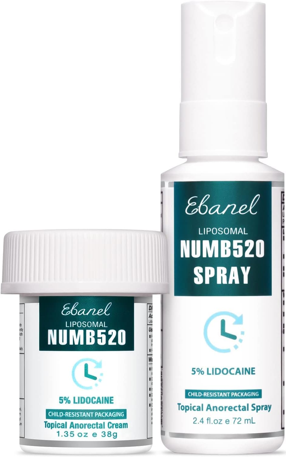 Ebanel Set of 5% Lidocaine Numbing Cream and 5% Lidocaine Spray Pain Relief Numbing Spray for Skin, Topical Anesthetic Pain Relief Burn Itch Relief Cream and Spray Set for Local and Anorectal Uses