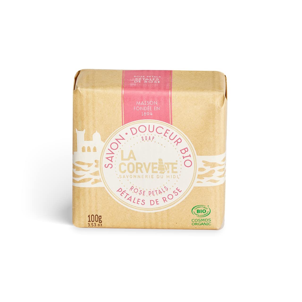 La Corvette Organic Soap Bar - Rose Petals, 100G