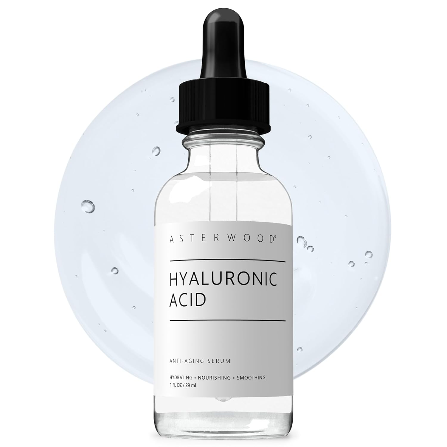 Asterwood Hyaluronic Acid Serum For Face - Plumping, Anti-Aging, Hydrating - Fragrance-Free - 1 Fl Oz