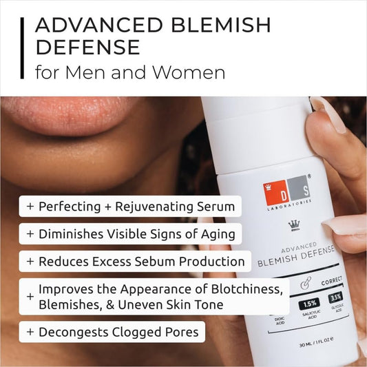 Blemish Defense - Serum for Blemish Prone Aging Skin, Reduce Fine Lines and Wrinkle, Salicylic Acid, Sodium Hydroxide, Alpha Hydroxy and Beta Hydroxy, Paraben Free, 100% Vegan