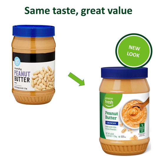 Amazon Fresh, Crunchy Peanut Butter, 40 Oz (Previously Happy Belly, Packaging May Vary)