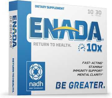 ENADA 10X NADH Supplement with Fast Acting Formula for Active Lifestyle | Natural Energy Booster Great for Jet Lag, Athletic Performance & Studying | Improves Stamina and Mental Clarity | 30 Lozenge