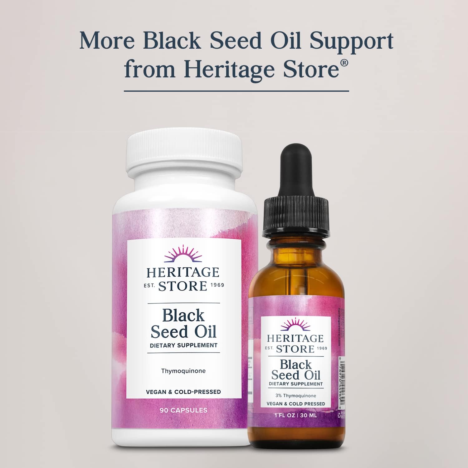 HERITAGE STORE Black Seed Oil, Organic, Cold Pressed Nigella Sativa Su