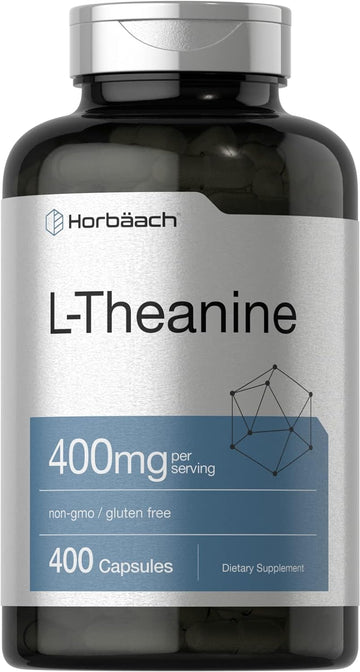 Horbäach L-Theanine 400mg | 400 Capsules | High Potency Supplement | Non-GMO & Gluten Free