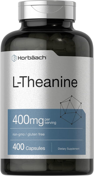 Horbäach L-Theanine 400Mg | 400 Capsules | High Potency Supplement | Non-Gmo & Gluten Free