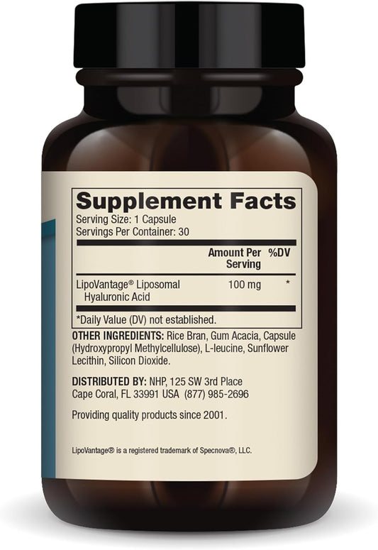 Dr. Mercola Liposomal Hyaluronic Acid, 30 Servings (30 Capsules), 100 mg Per Capsule, Dietary Supplement, Promotes Skin Appearance, Non-GMO