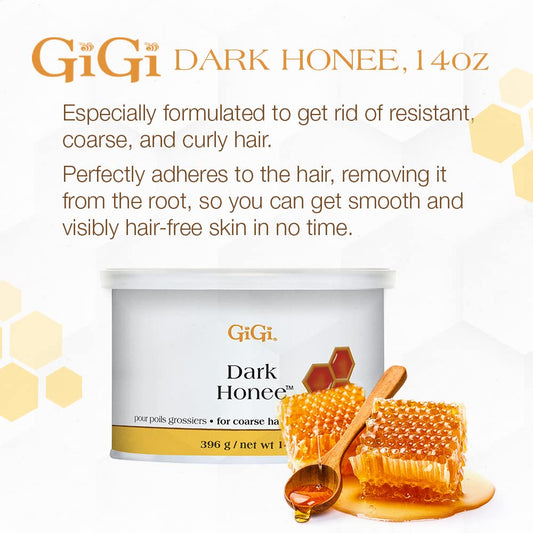 GiGi Dark Honee Hair Removal Soft Wax, Thick to Coarse Hairs, Normal to Dry Skin, Men and Women, 14 oz