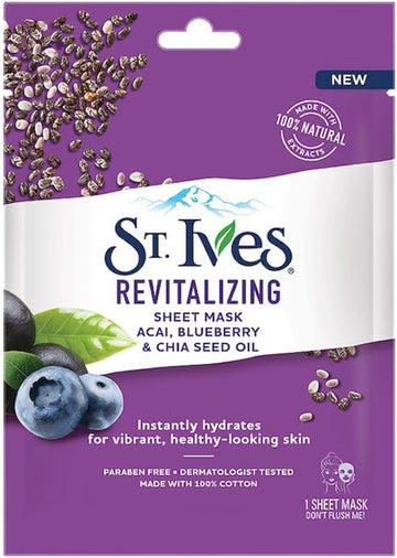 St Ives 23 Ml Sheet Mask Revitalising Acai, Blueberry And Chia Seed Oil (Single)