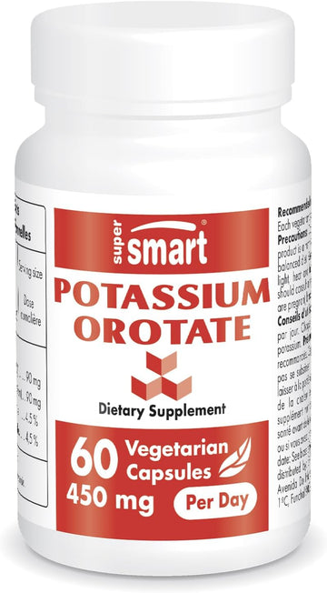 Supersmart - Potassium Orotate 450 Mg Per Day - Helps Maintain Body Acid-Base Balance - May Support Nerve Transmission & Heart Health | Non-Gmo & Gluten Free - 60 Vegetarian Capsules