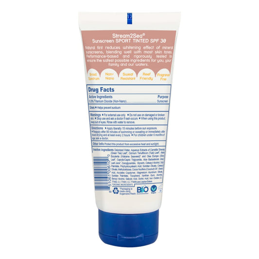 STREAM 2 SEA Tinted Sunscreen with SPF 30 All Natural, Biodegradable and Reef Safe| 3 Fl oz Non Greasy and Moisturizing Mineral Sunscreen For Face and Body Protection Against UVA and UVB
