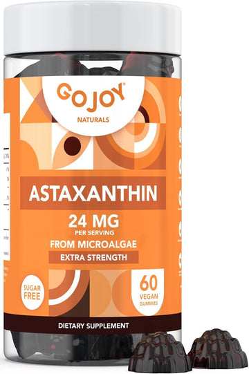 Chewable Astaxanthin Gummies - Natural Astaxanthin 24Mg Antioxidant Supplement - Vegan, Non-Gmo, Sugar-Free, Gluten-Free, Soy-Fee, 3Rd Party Lab Tested - 2 Month Supply (60 Gummies)