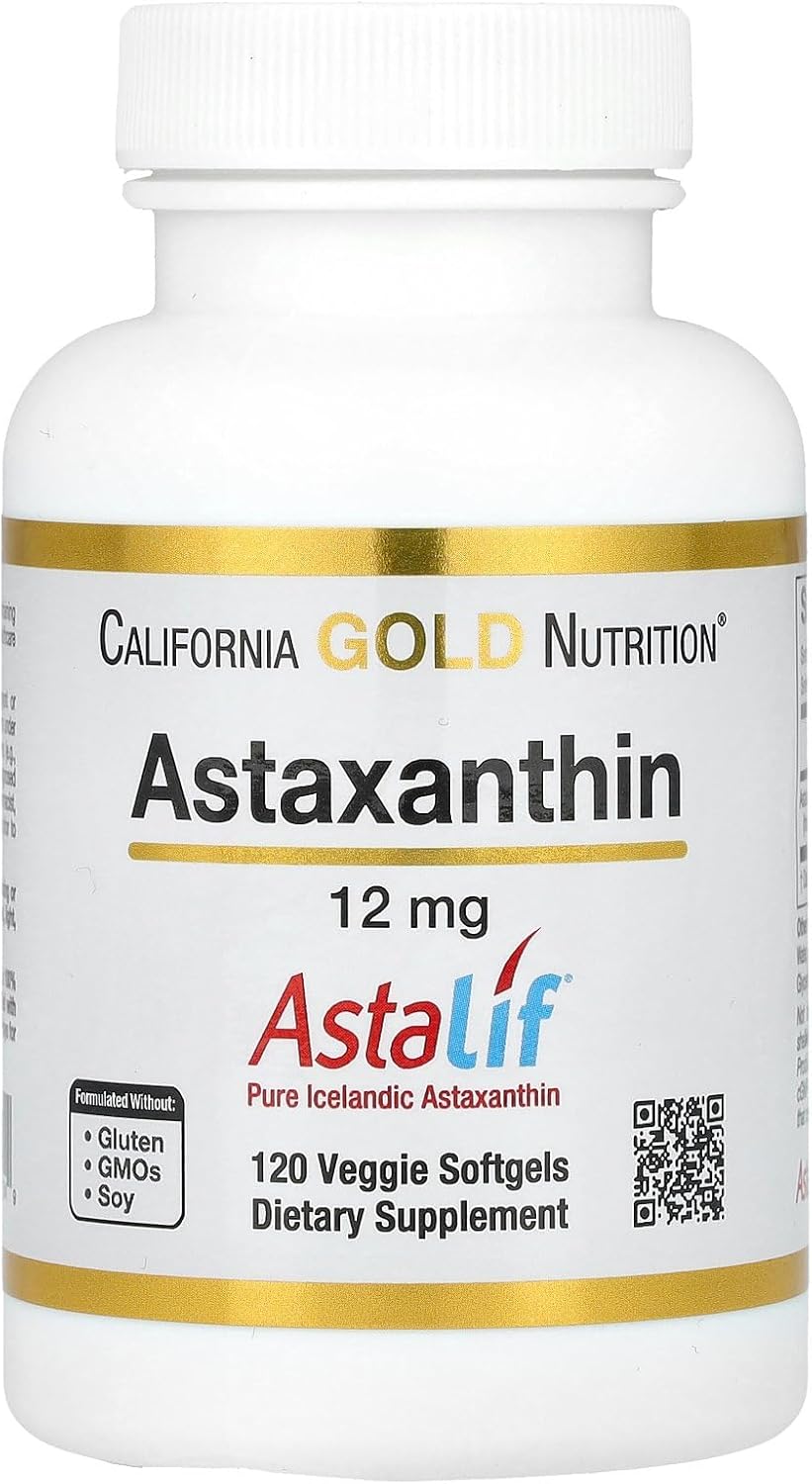 Astaxanthin, Antioxidant Carotenoid, Astalif Pure Icelandic Biologically Active 99% Isomer, 12 Mg, 120 Veggie Softgels