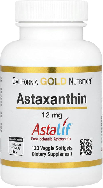 Astaxanthin, Antioxidant Carotenoid, Astalif Pure Icelandic Biologically Active 99% Isomer, 12 Mg, 120 Veggie Softgels