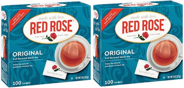 Red Rose Original Full Flavored Black Tea Specially Blended Strong Black Tea With 100 Tea Bags Per Box (Pack Of 2) Contains Caffeine Brew Hot/Cold Original Black Tea