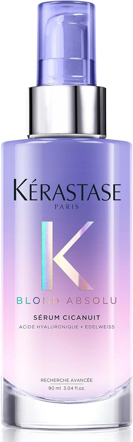Kérastase Blond Absolu, Conditioning Leave-In Hair Serum, Overnight Treatment, For Lightened Or Highlighted Hair, With Hyaluronic Acid & Edelweiss Flower, Sérum Cicanuit, 90Ml