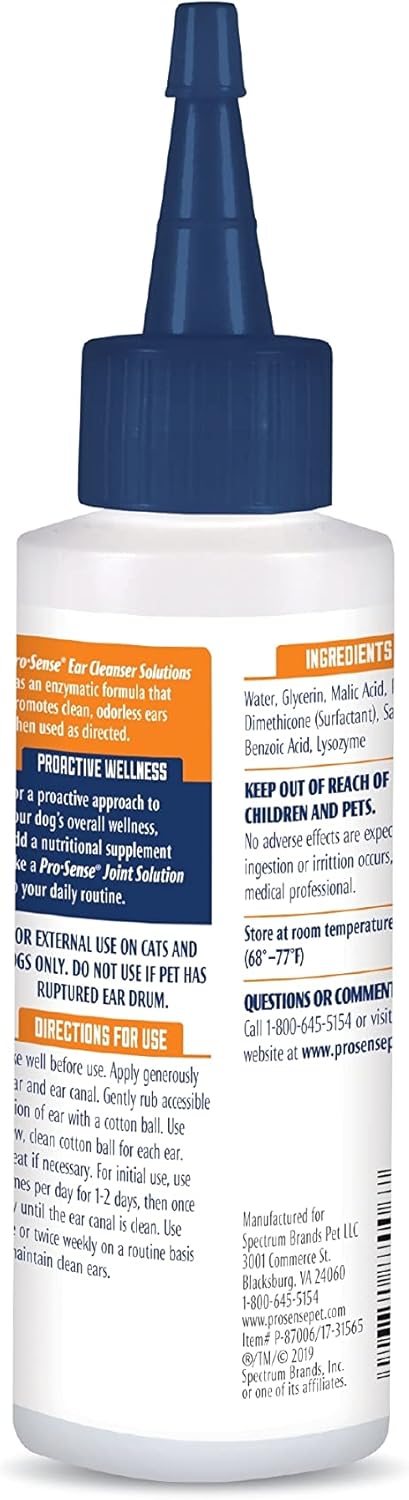 Prosense Ear Cleanser Liquid Enzymatic Formula, 4-Fluid Ounces : Pet Supplies