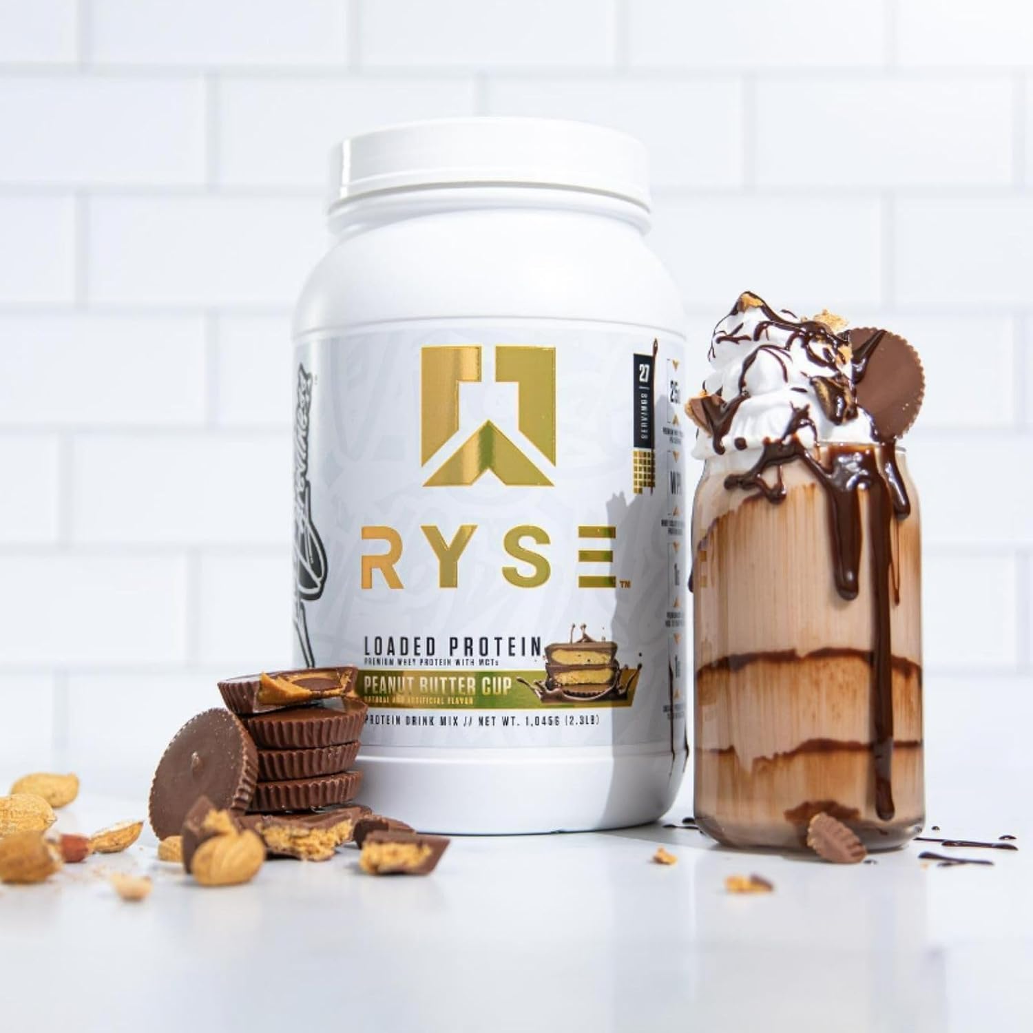 RYSE Up Supplements Loaded Protein Powder | 25g Whey Protein Isolate & Concentrate | with Prebiotic Fiber & MCTs | Low Carbs & Low Sugar | 27 Servings (Peanut Butter Cup) : Health & Household