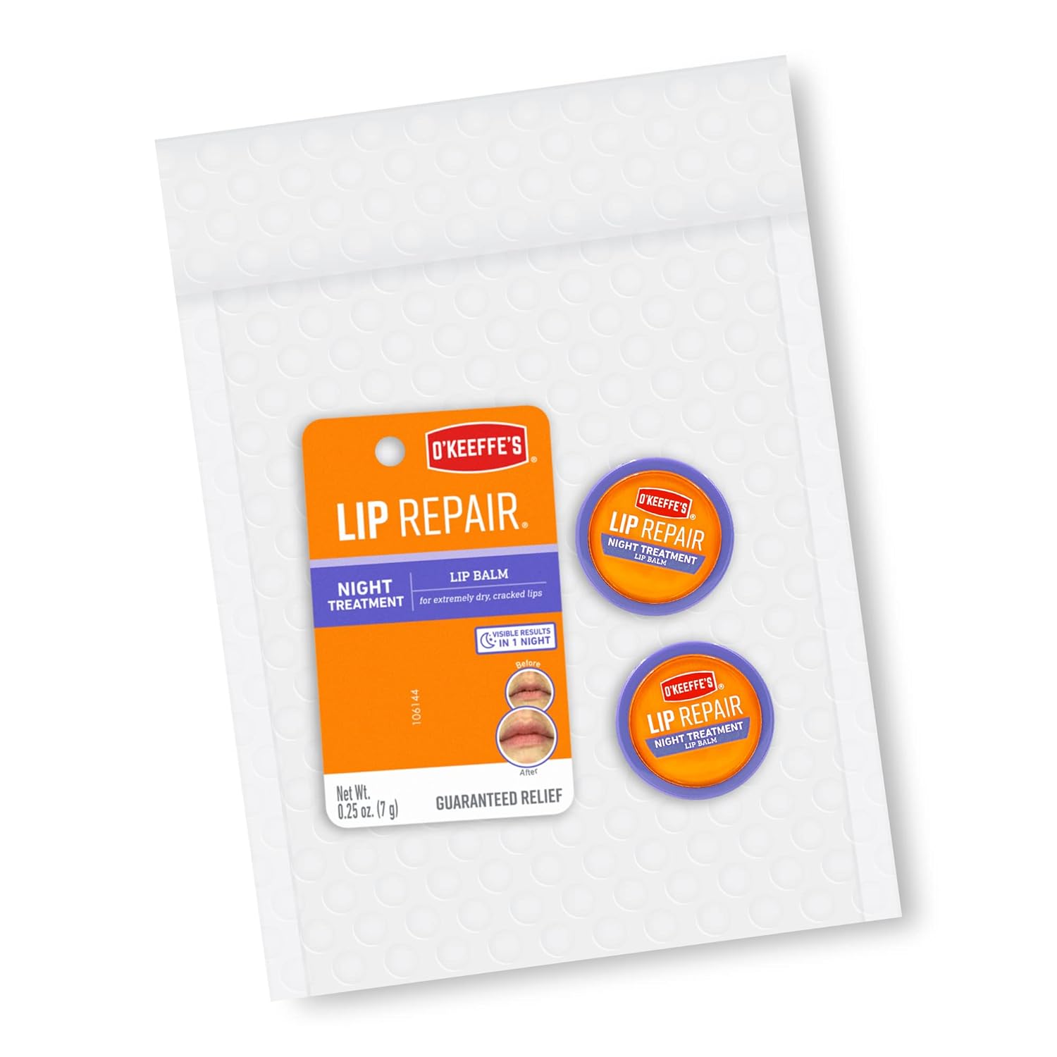 O'Keeffe's Lip Repair Night Treatment Lip Balm, 0.25 Ounce Jar, (Pack of 2) : Beauty & Personal Care