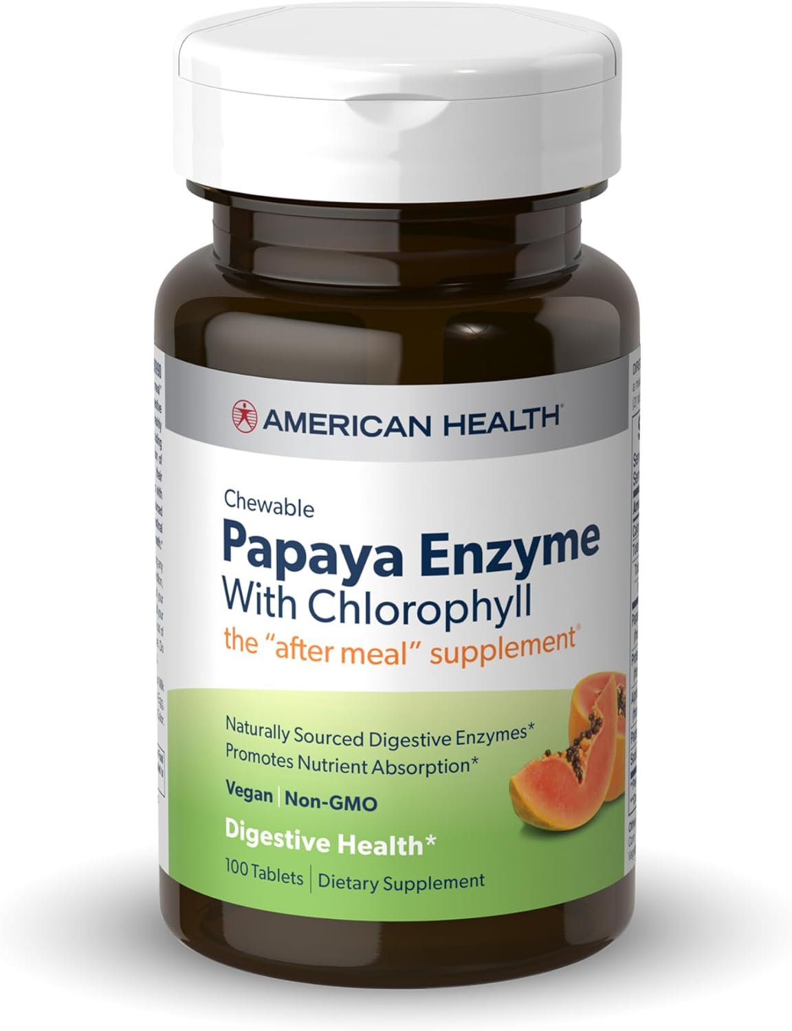 American Health Papaya Enzyme Chewable Tablets - Promotes Nutrient Absorption, Helps Digestion And Freshens Breath With Chlorophyll & Pepermint Oil - Gluten-Free, Vegetarian - 250 Count