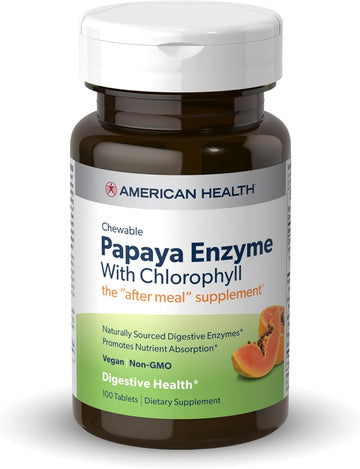 American Health Papaya Enzyme Chewable Tablets - Promotes Nutrient Absorption, Helps Digestion And Freshens Breath With Chlorophyll & Pepermint Oil - Gluten-Free, Vegetarian - 250 Count