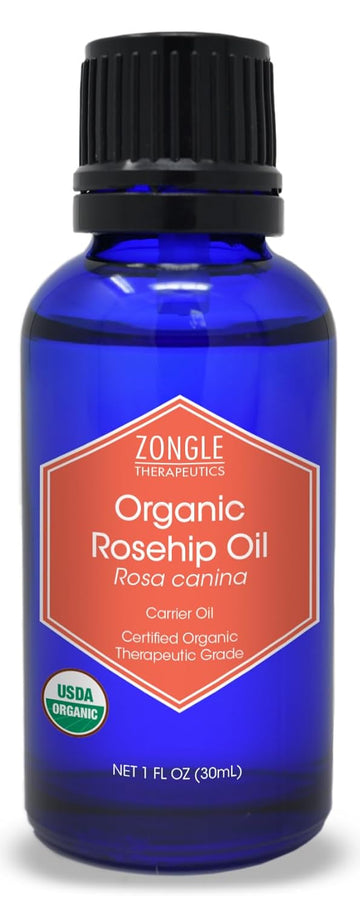 Organic Rosehip Oil Cold Pressed by Zongle, 1 OZ – 100% Pure Natural USDA Certified, Therapeutic Grade