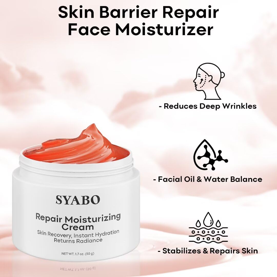 SYABO Deep Pore Clearing Mask with Repair Face Moisturizer Set, Daily Anti Aging Face Cream and Facial Mask with Amazonian White Clay for Removes Excess Oil, Reducer for Blackhead, Whitehead : Beauty & Personal Care