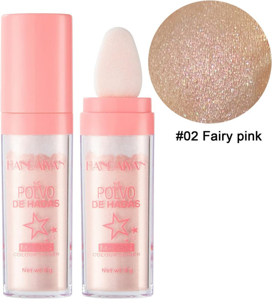 Highlight Patting Powder Facial High Light Blusher Sparkly Shimmer Natural High Gloss Powder For Face Body Hair Fairy High Light Patting Powder (Fairy Pink)