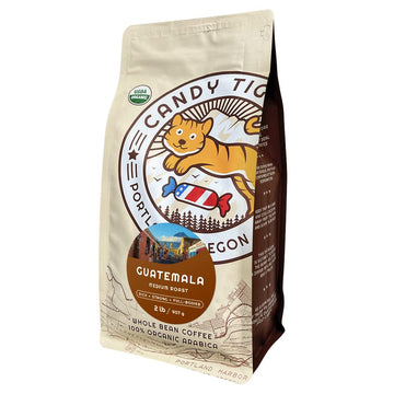 Candy Tiger - Guatemala - Whole Bean - Certified Organic - Medium Roasted - 100% Arabica - Small-Batch - Artisan - 2 Lb