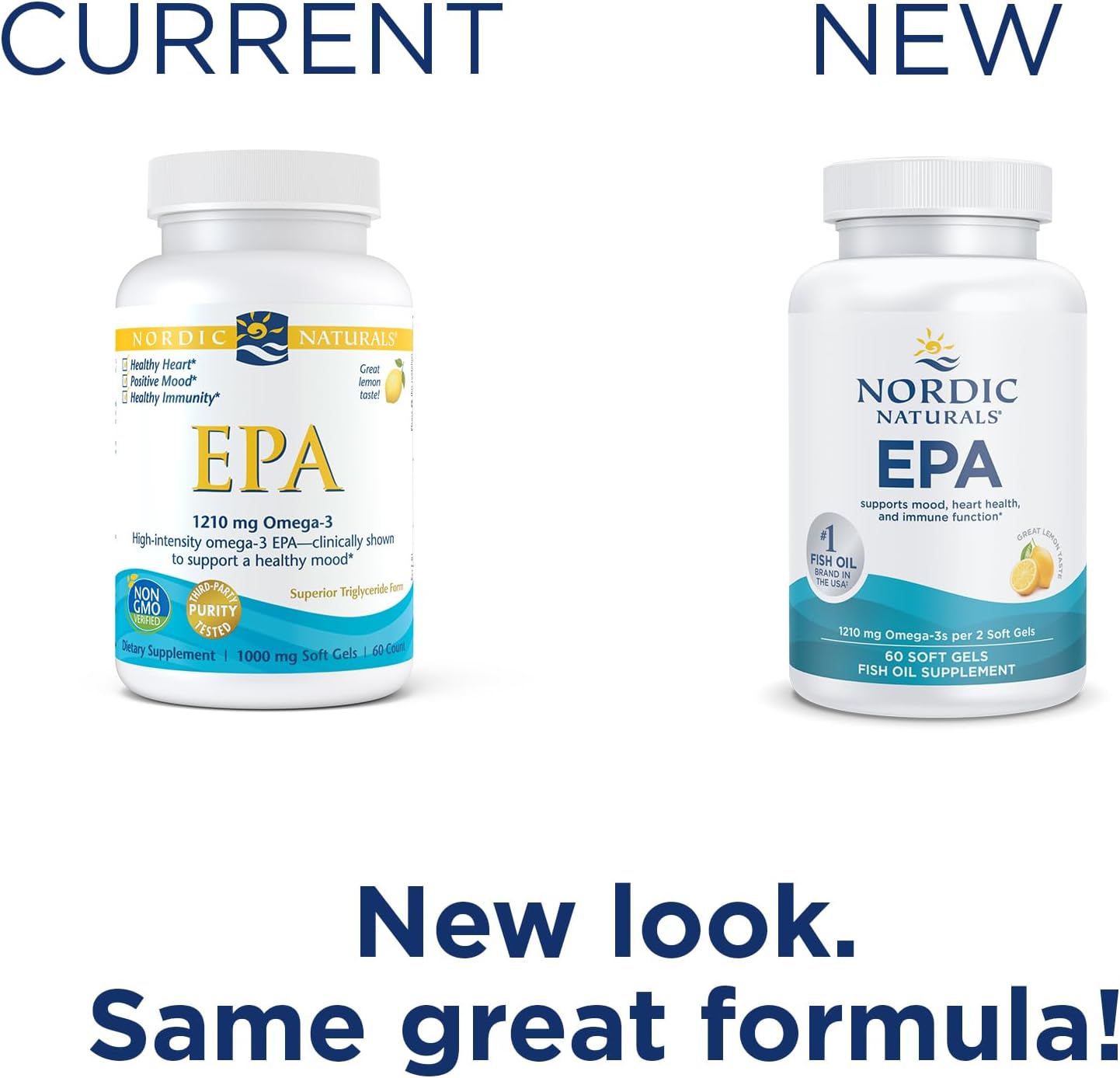 Nordic Naturals EPA, Lemon - 60 Soft Gels - 1210 mg Omega-3 - High-Intensity EPA Formula for Positive Mood, Heart Health & Healthy Immunity - 30 Servings : Health & Household