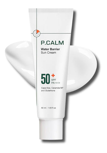 P.Calm Water Barrier Moisturizing Sun Cream Matte-Finish No White Cast Spf 50+ Pa++++ Vegan Calming Moisture Daily Sunscreen For Dry Oily Sensitive Skin Korean Skincare