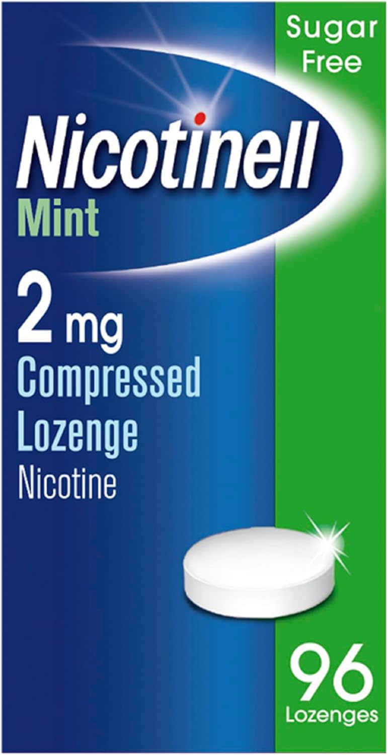 Nicotinell Nicotine Lozenge, Quit Smoking Aid, Sugar Free Mint Flavour, 2 Mg, 96 Pieces